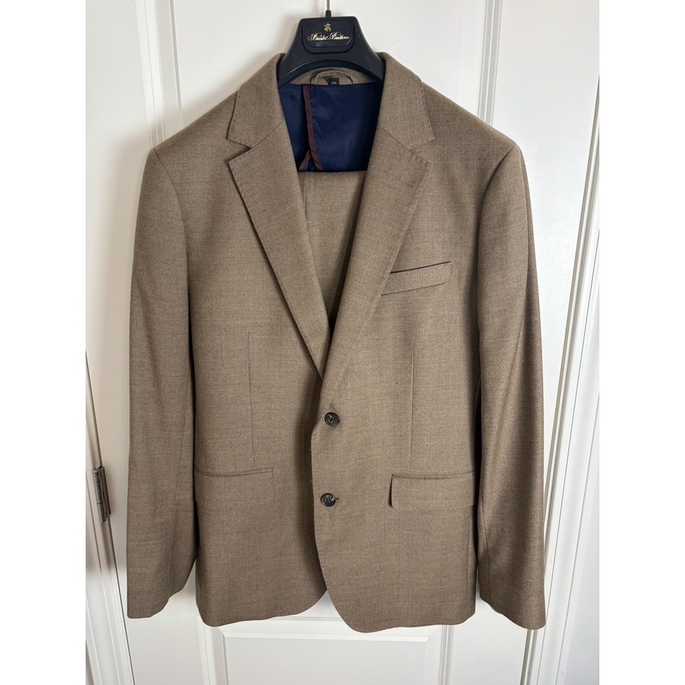 Bonobos Mens Italian Wool 2-Piece Suit Jacket/Pants 40R 33/30 Slim Fit Brown